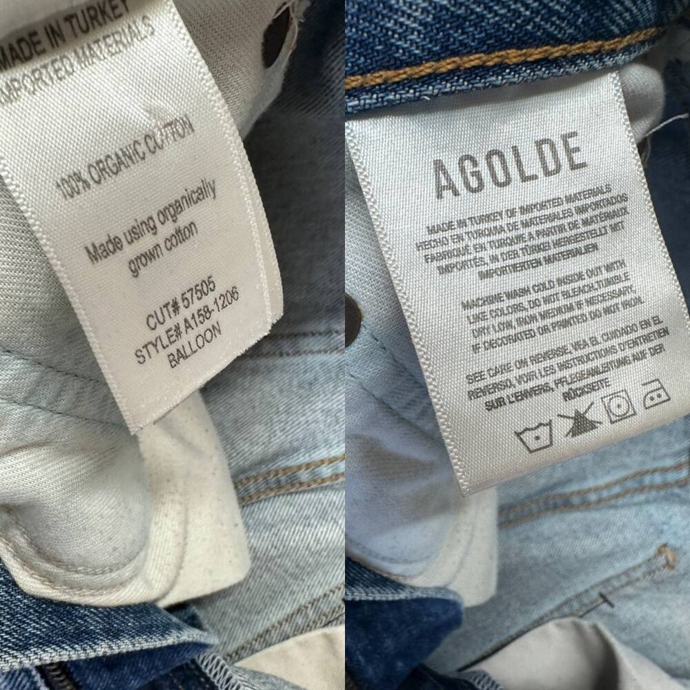 AGOLDE Balloon Jeans 26 Blue Denim Organic Cotton High Rise Ankle 27" - Picture 12 of 15